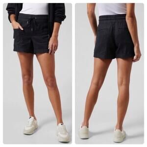 Athleta Shorts Womens 2 Black Cabo Linen 4" Drawstring Breathable Pockets Light